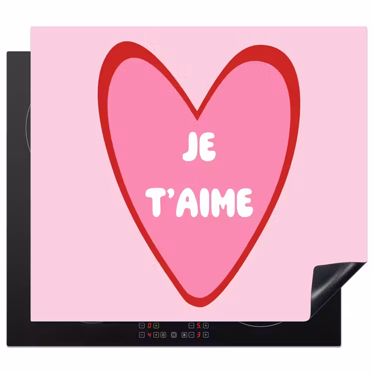 Induction hob protector - Heart - French - Valentine - Pink — 1