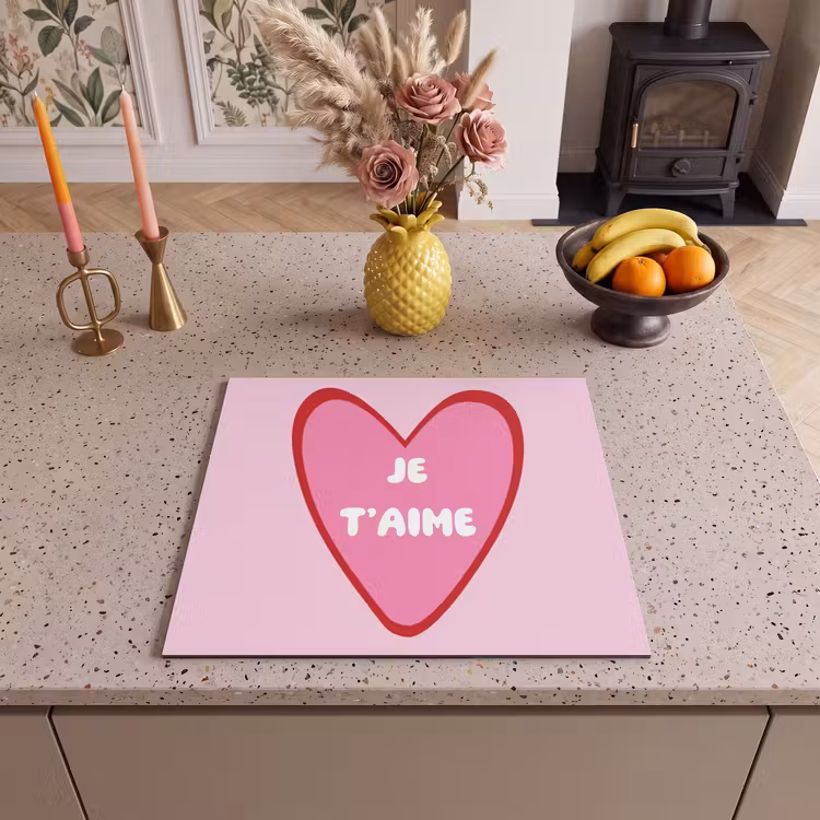 Induction hob protector - Heart - French - Valentine - Pink — 3