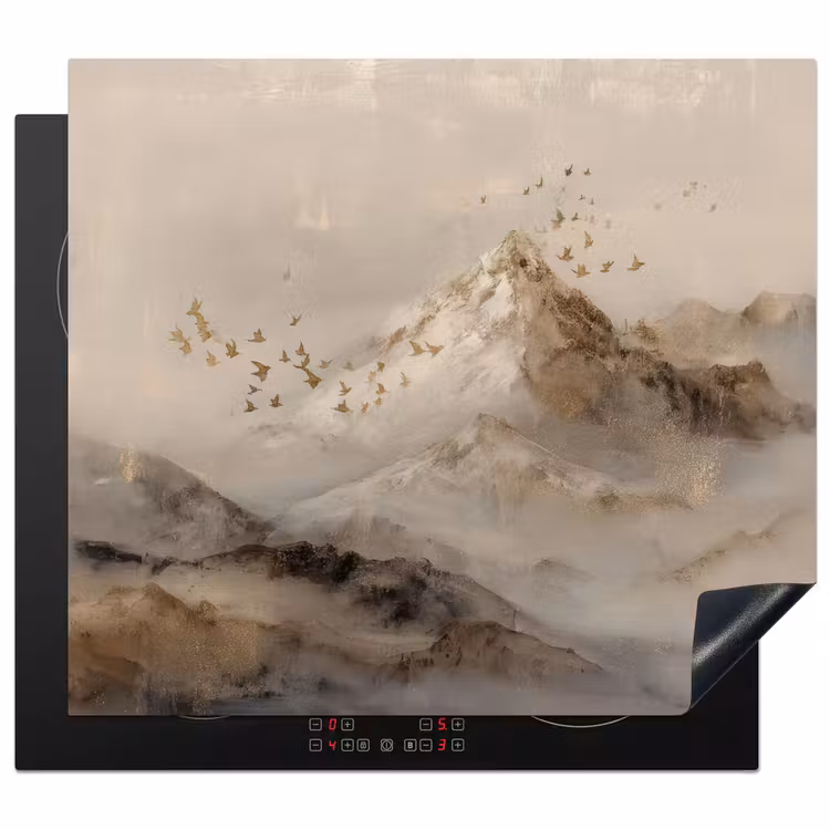 Induction hob protector - Mountain landscape - Fog - Brush strokes — 1