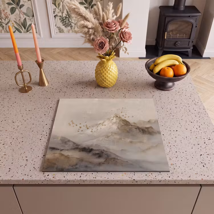 Induction hob protector - Mountain landscape - Fog - Brush strokes — 3