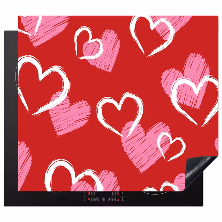 Induction hob protector - Pattern - Hearts - Pink - Valentine's Day — 1