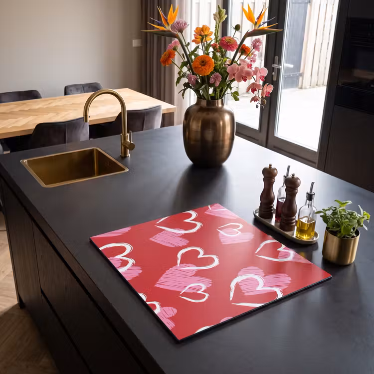 Induction hob protector - Pattern - Hearts - Pink - Valentine's Day — 2