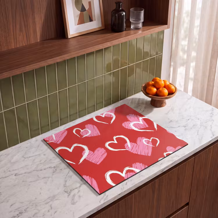 Induction hob protector - Pattern - Hearts - Pink - Valentine's Day — 4