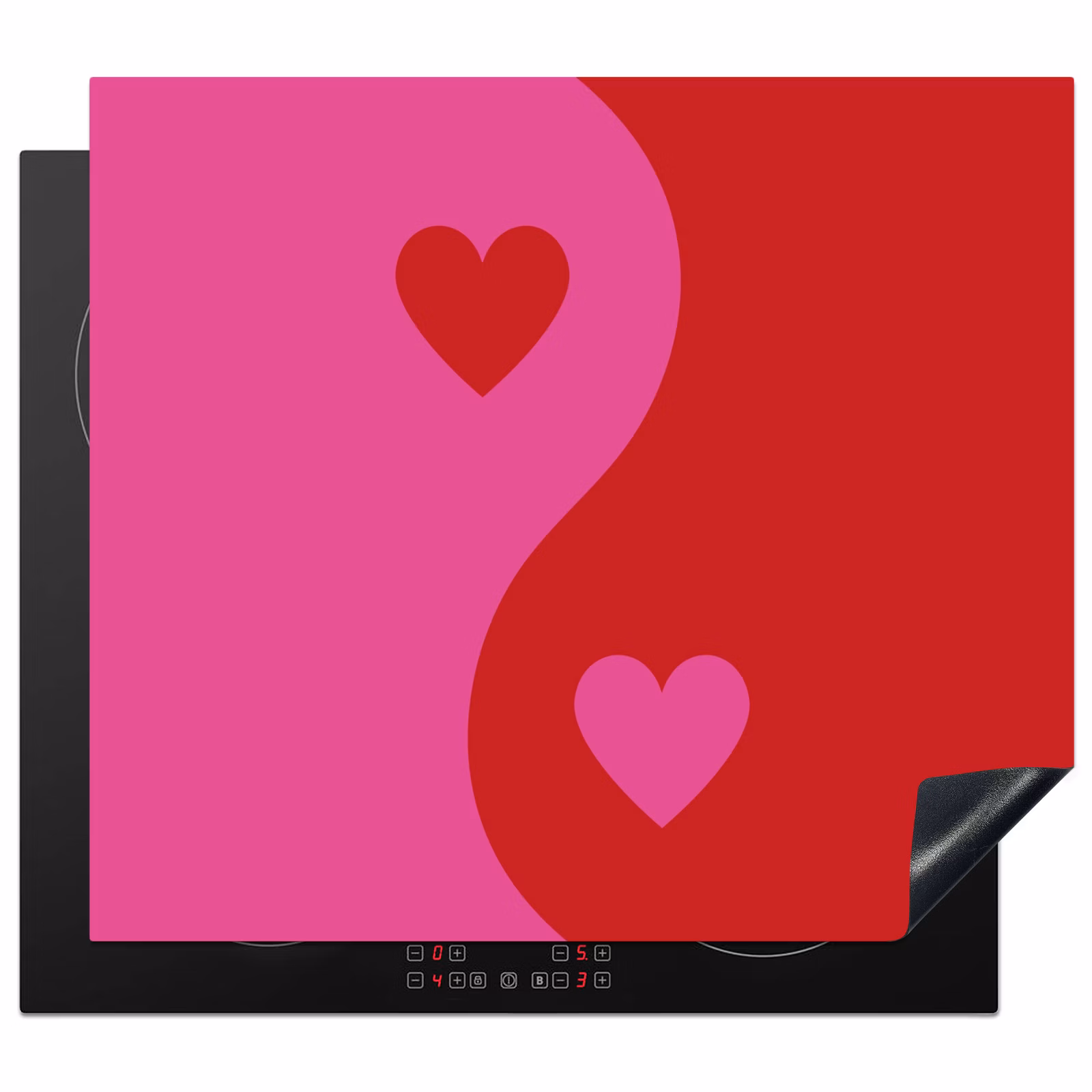 Induction hob protector - Minimalist - Red - Pink - Hearts — 1
