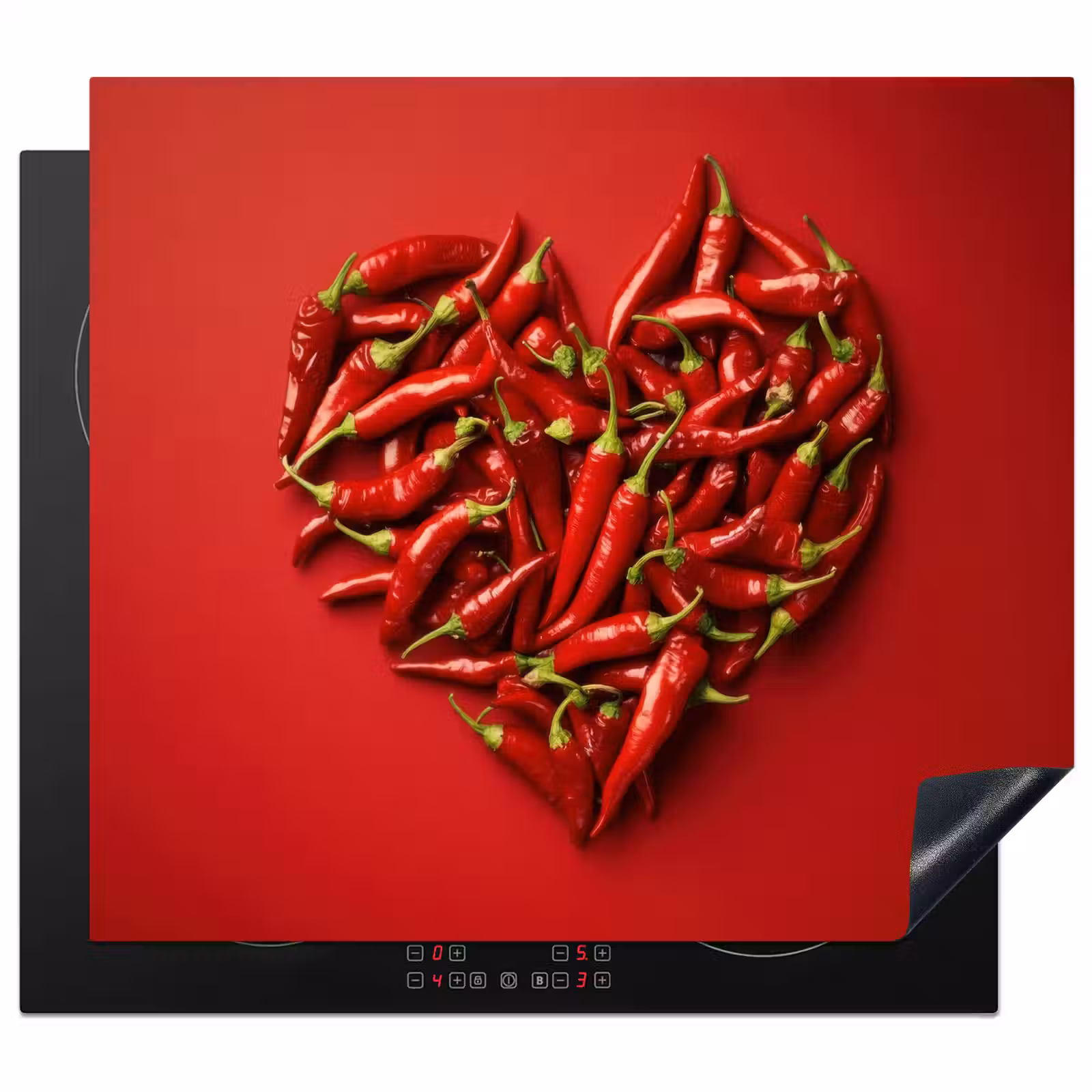 Induction hob protector - Peppers - Red - Heart — 1