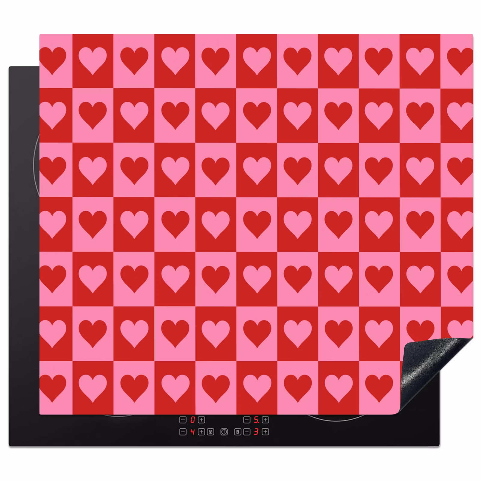 Induction hob protector - Red - Pink - Chessboard - Valentine — 1