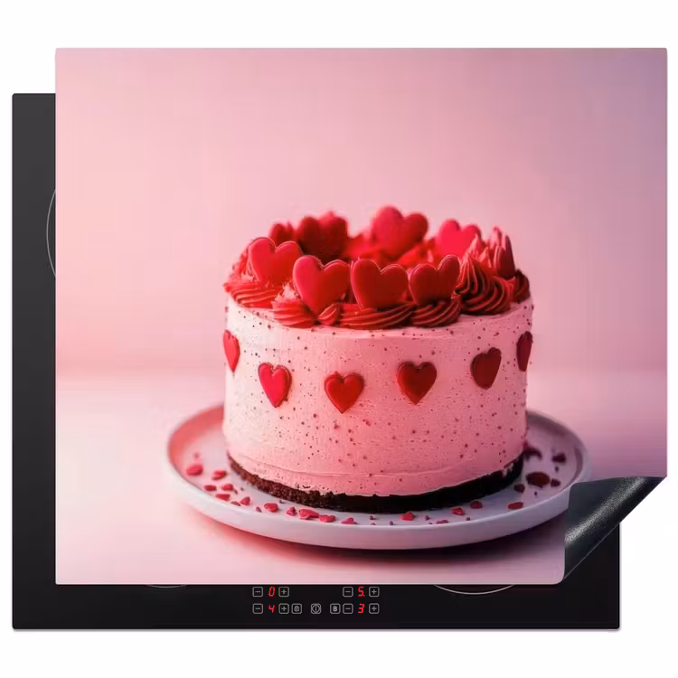 Induction hob protector - Cake - Heart - Pink — 1