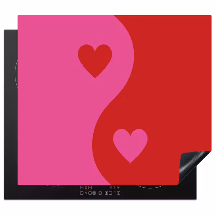 Induction hob protector - Minimalist - Red - Pink - Hearts — 1