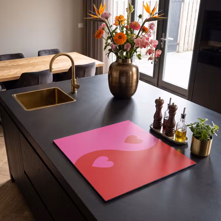 Induction hob protector - Minimalist - Red - Pink - Hearts — 2