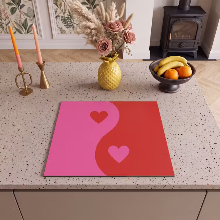 Induction hob protector - Minimalist - Red - Pink - Hearts — 3