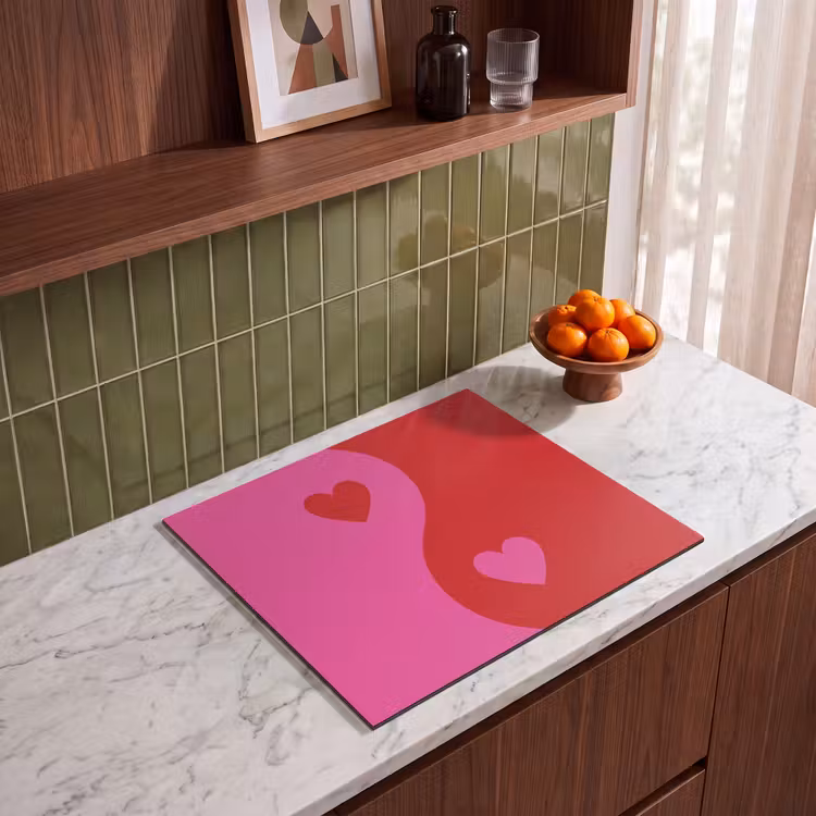 Induction hob protector - Minimalist - Red - Pink - Hearts — 4