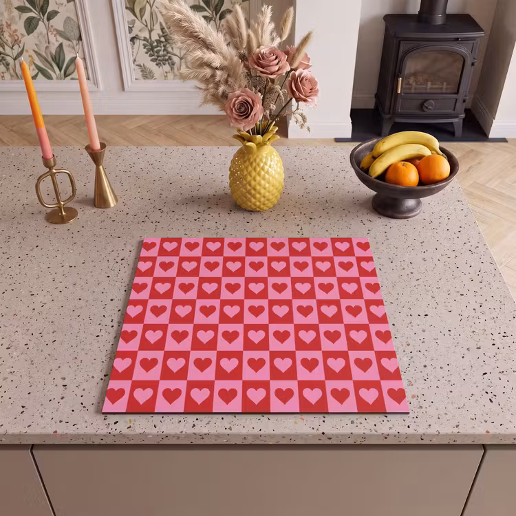 Induction hob protector - Red - Pink - Chessboard - Valentine — 3