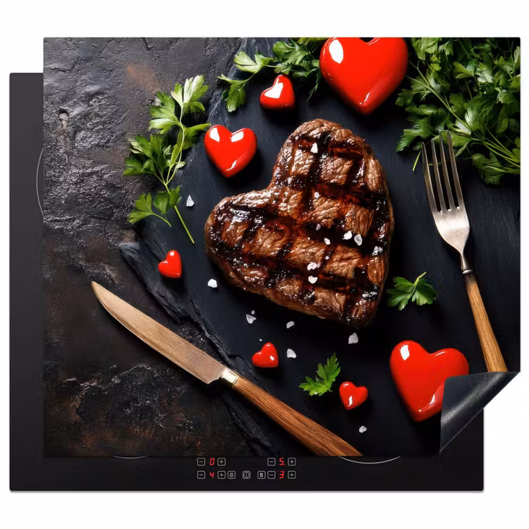 Induction hob protector - Steak - Heart - Cutlery — 1