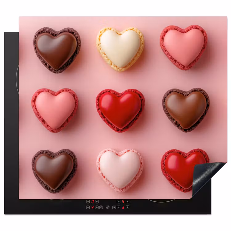 Induction hob protector - Macaroons - Hearts - Colorful - Pink — 1