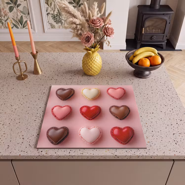 Induction hob protector - Macaroons - Hearts - Colorful - Pink — 3