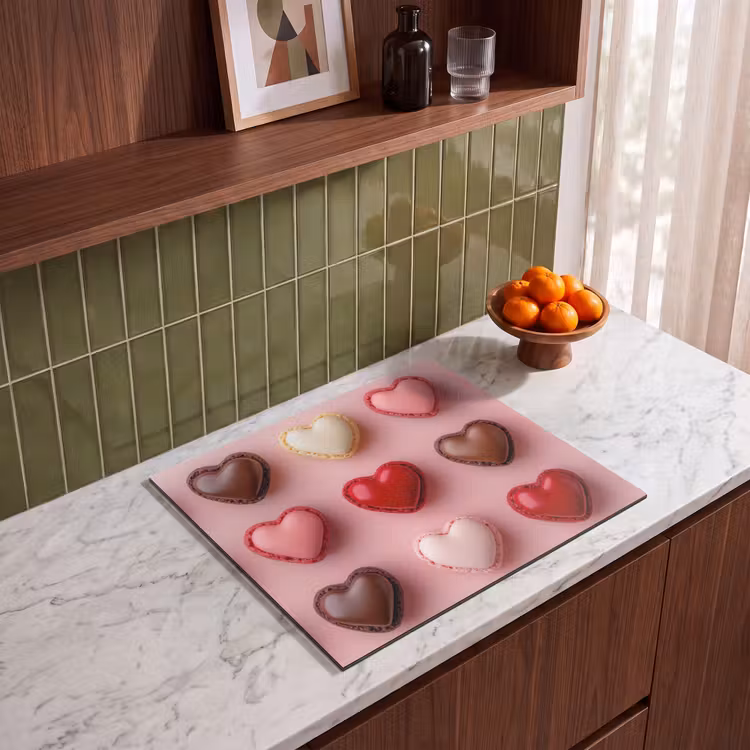 Induction hob protector - Macaroons - Hearts - Colorful - Pink — 4