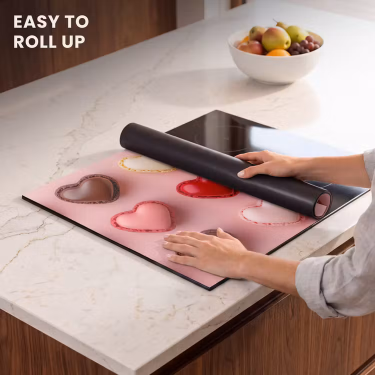 Induction hob protector - Macaroons - Hearts - Colorful - Pink — 6