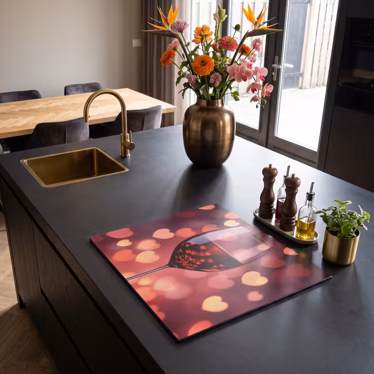 Induction hob protector - Red - Wine - Hearts — 2