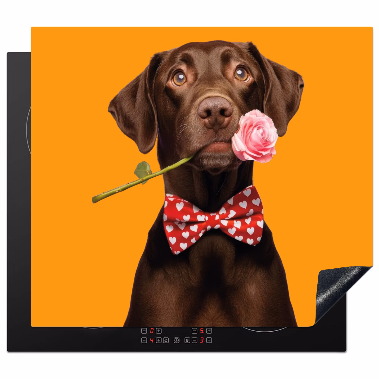 Induction hob protector - Dog - Orange - Rose - Valentine — 1