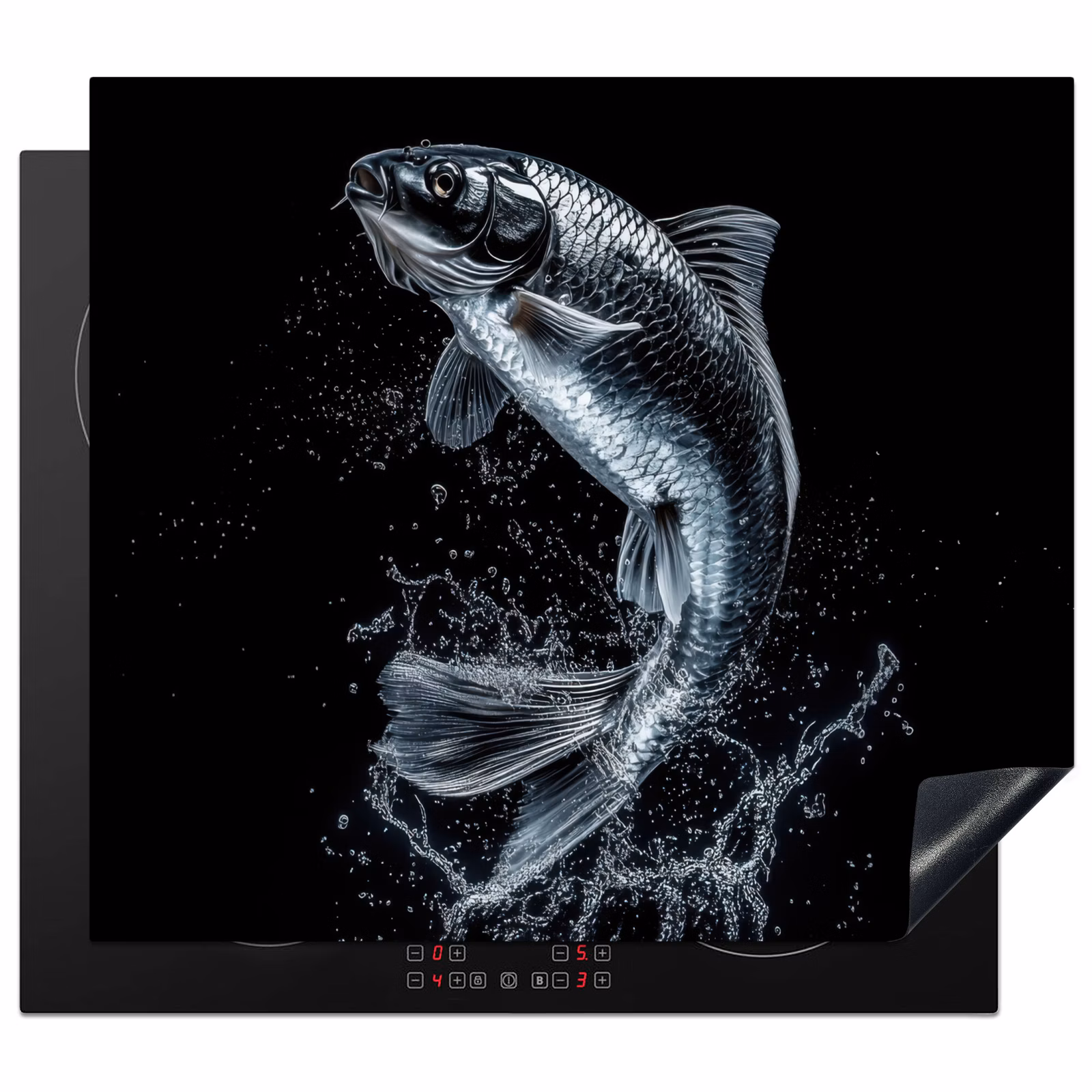 Induction hob protector - Fish - Koi - Black - Water — 1
