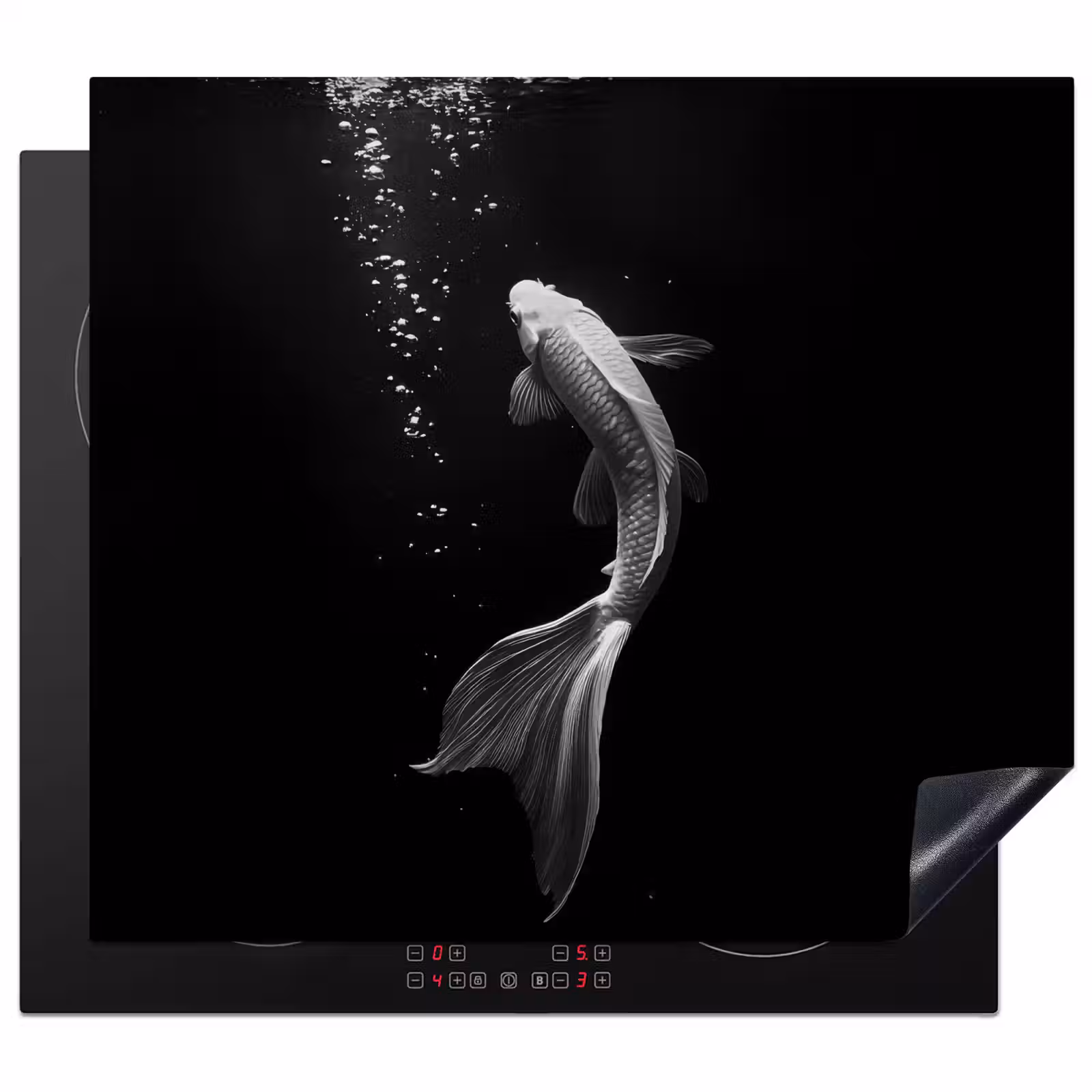 Induction hob protector - Koi - Fish - White - Black — 1