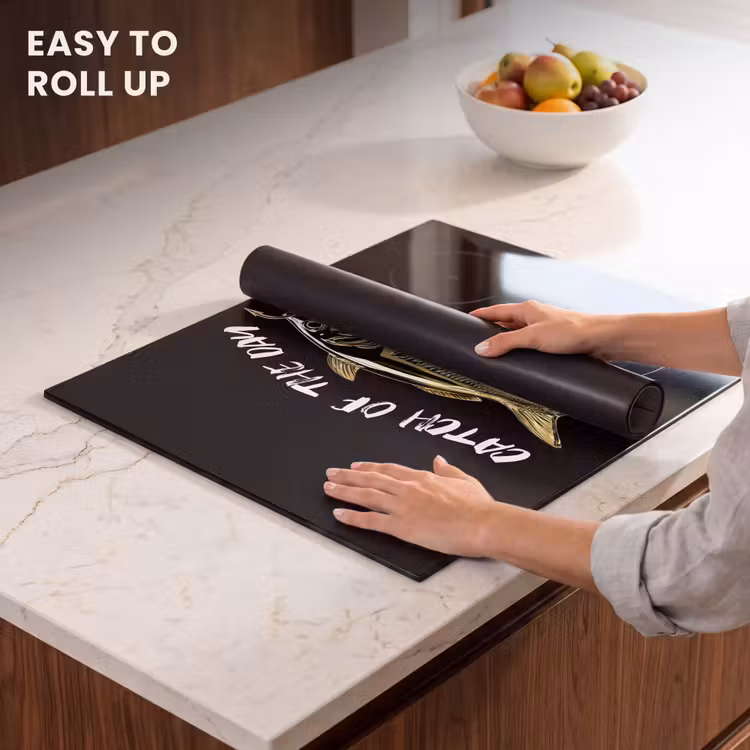 Induction hob protector - Fish - Black - Gold - Text — 6