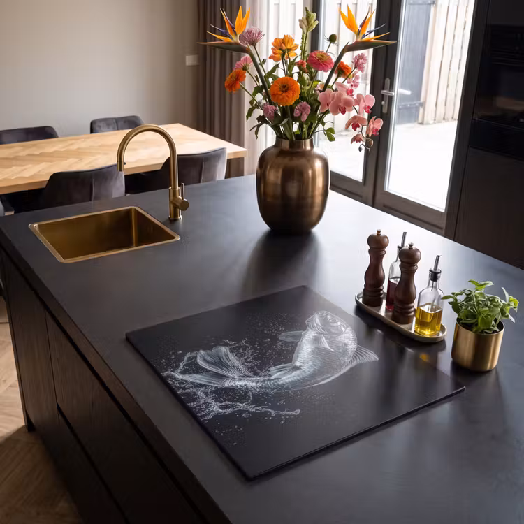 Induction hob protector - Fish - Koi - Black - Water — 2