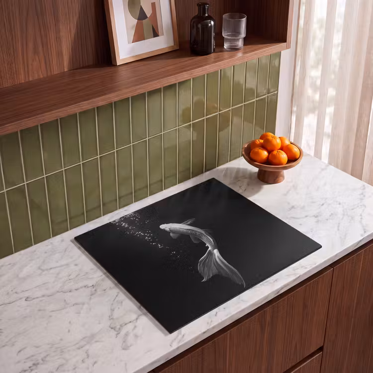 Induction hob protector - Koi - Fish - White - Black — 4