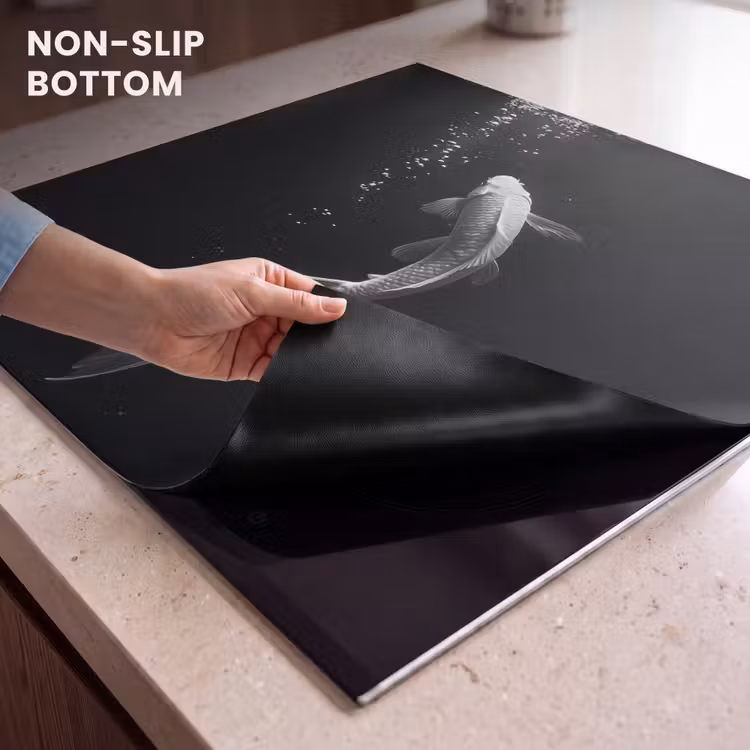 Induction hob protector - Koi - Fish - White - Black — 5