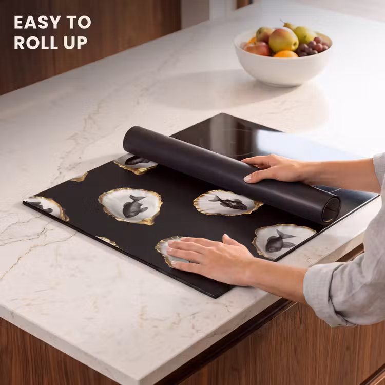 Induction hob protector - Oysters - Black - Fish - Gold — 6