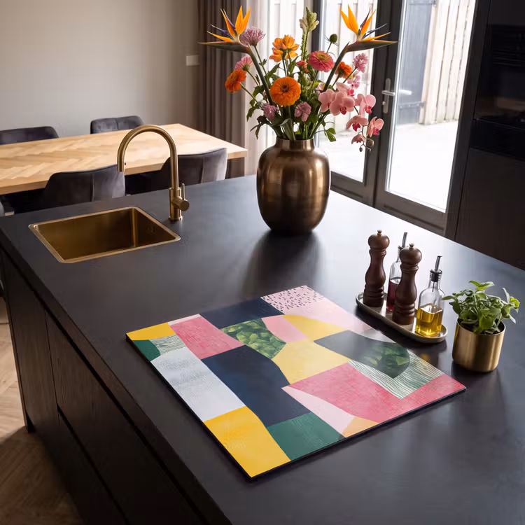 Induction hob protector - Abstract - Pink - Rugs - Shapes - Yellow — 2