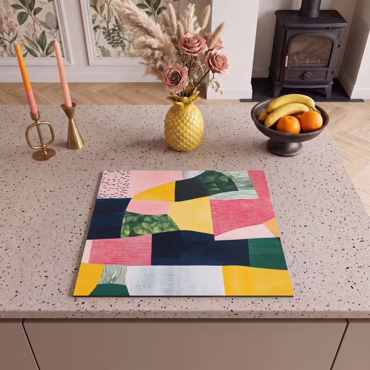 Induction hob protector - Abstract - Pink - Rugs - Shapes - Yellow — 3