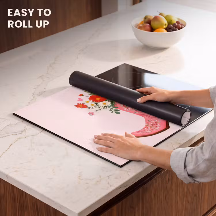 Induction hob protector - Cowboy boots - Pink - Bouquet - Flowers — 6