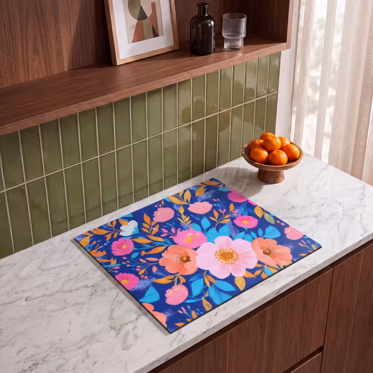 Induction hob protector - Flowers - Blue - Pink — 4
