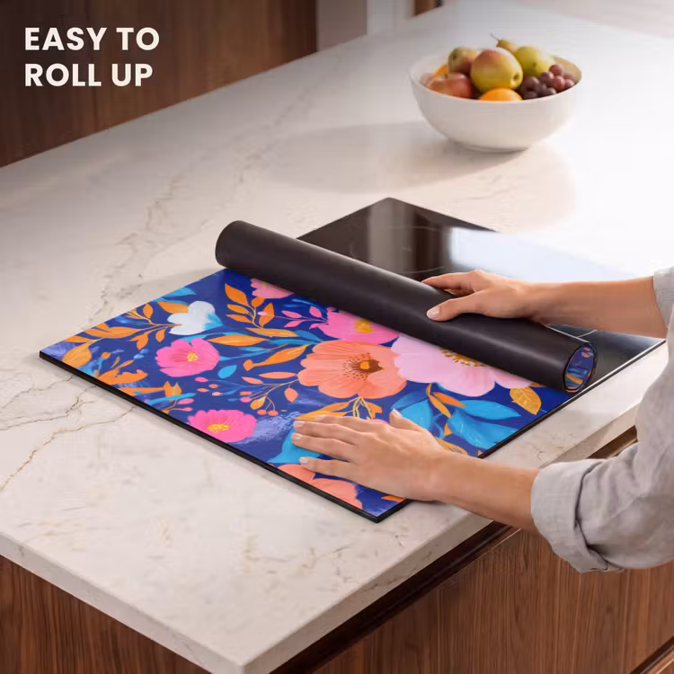 Induction hob protector - Flowers - Blue - Pink — 6