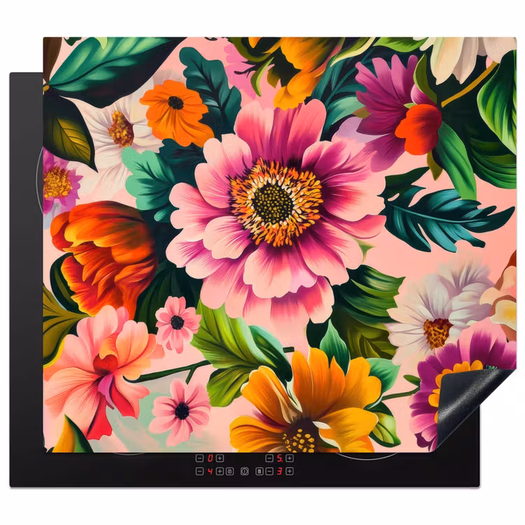 Induction hob protector - Flowers - Colorful - Pink — 1