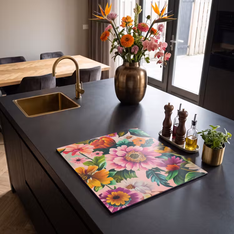 Induction hob protector - Flowers - Colorful - Pink — 2