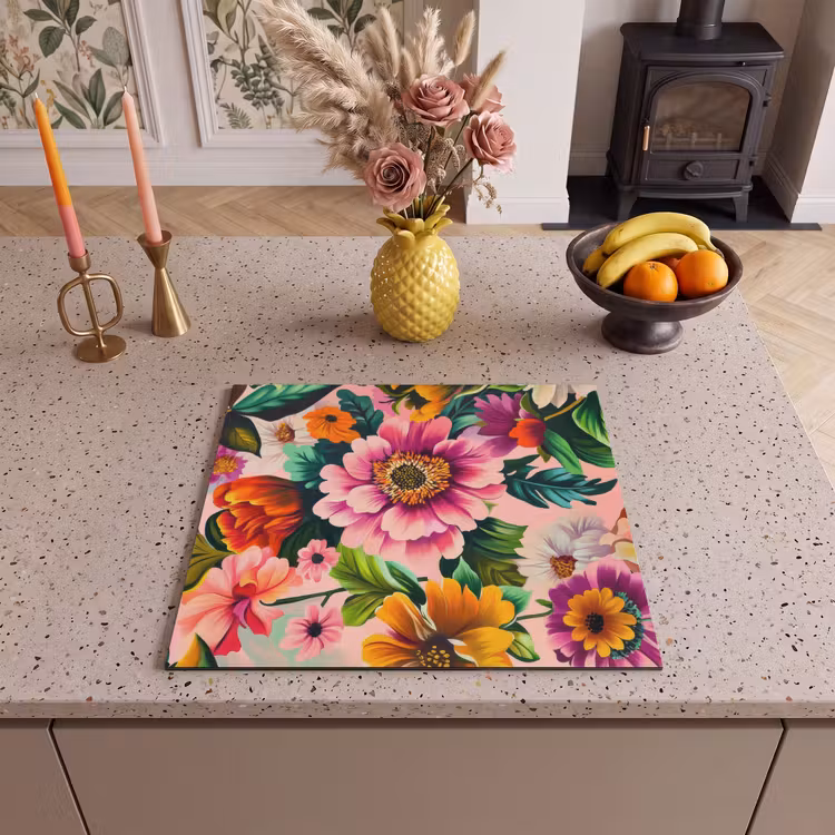 Induction hob protector - Flowers - Colorful - Pink — 3