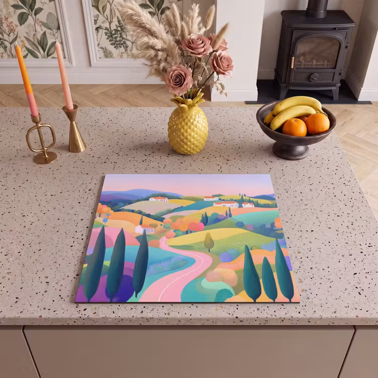 Induction hob protector - Landscape - Purple - Pastel - Houses — 3