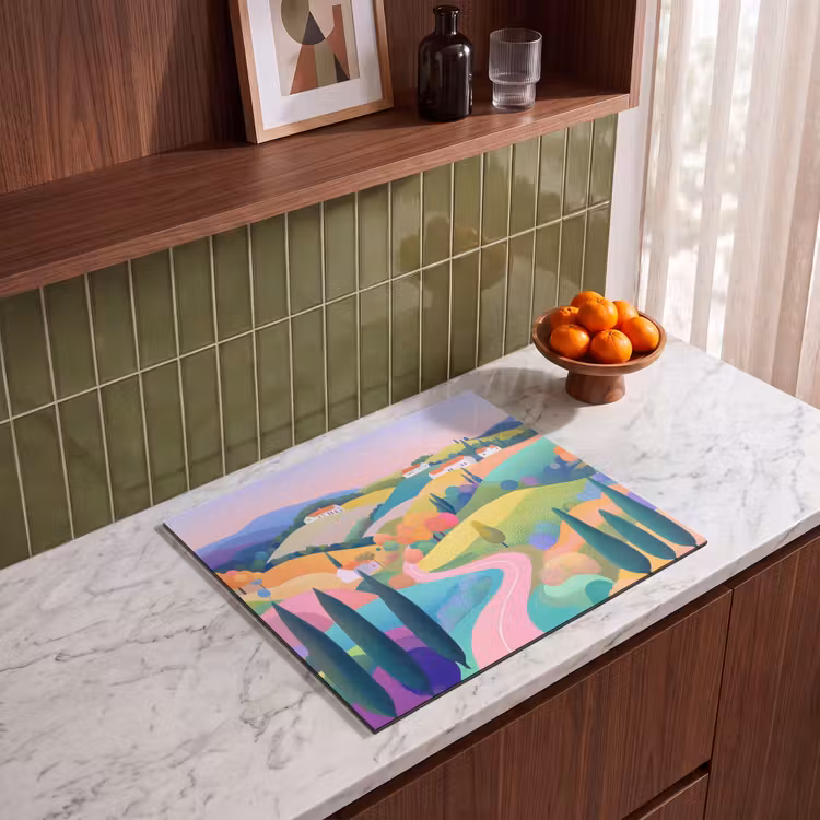 Induction hob protector - Landscape - Purple - Pastel - Houses — 4