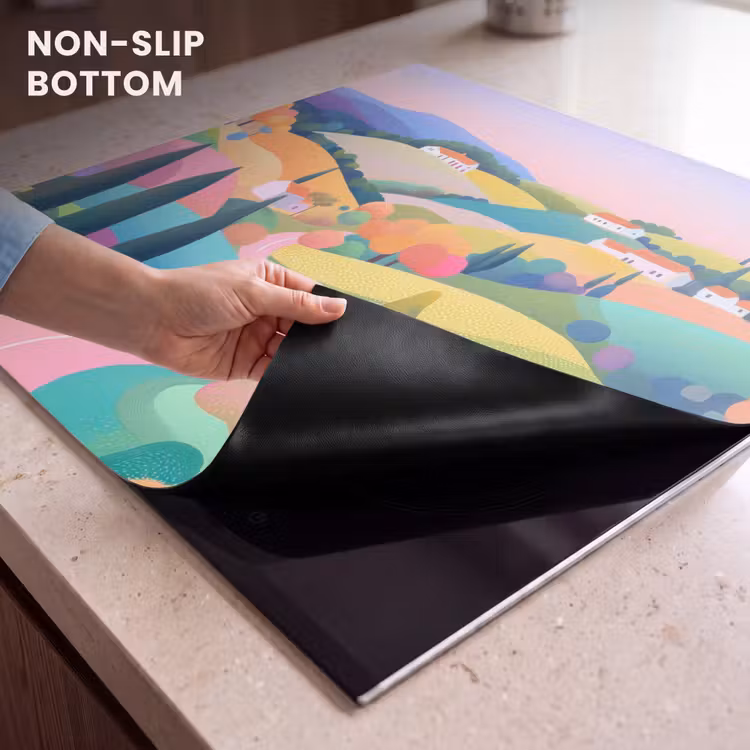 Induction hob protector - Landscape - Purple - Pastel - Houses — 5