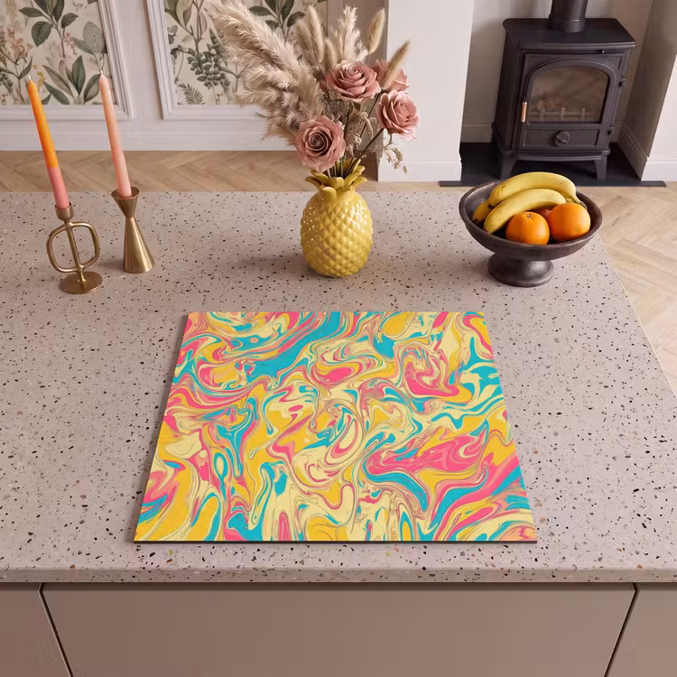 Induction hob protector - Yellow - Pink - Blue - Retro — 3