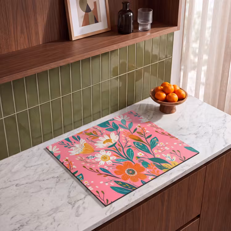 Induction hob protector - Pink - Flowers - White - Orange — 4