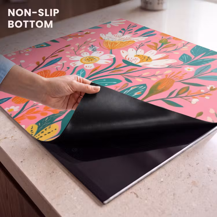 Induction hob protector - Pink - Flowers - White - Orange — 5