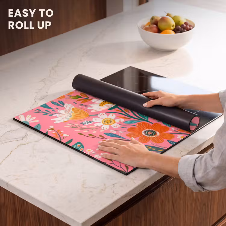 Induction hob protector - Pink - Flowers - White - Orange — 6