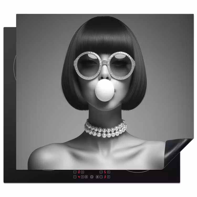 Induction hob protector - Woman - Black and White - Necklace - Sunglasses — 1
