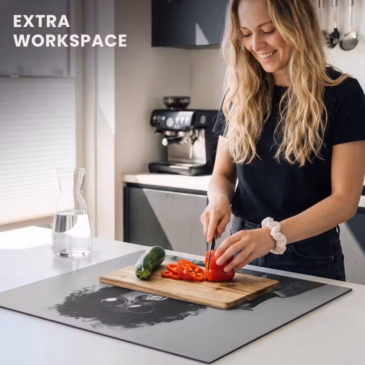 Induction hob protector - Woman - Pasta - Black - White — 7