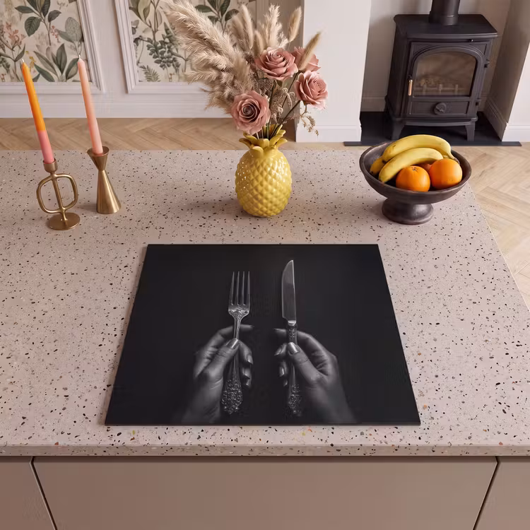 Induction hob protector - Cutlery - Black - White — 3