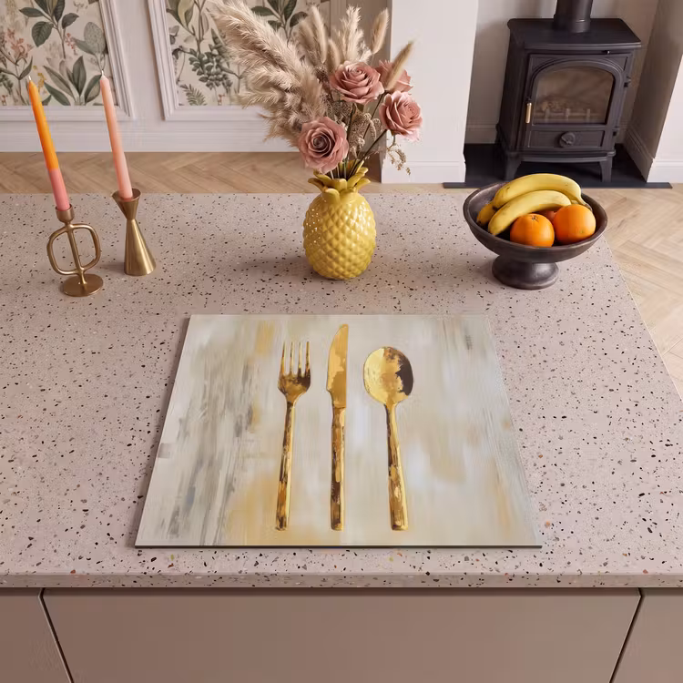 Induction hob protector - Paint - Gold - Cutlery — 3