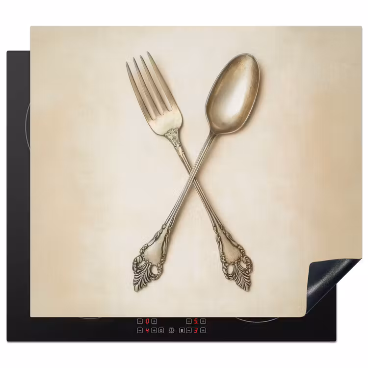 Induction hob protector - Beige - Vintage - Cutlery — 1